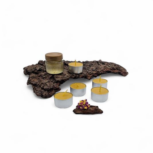 5 Teelichter aus Bienenwachs - Handarbeit