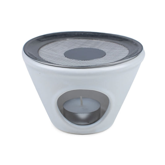 Räuchergefäß Terracotta weiß mit Sieb und Teelich