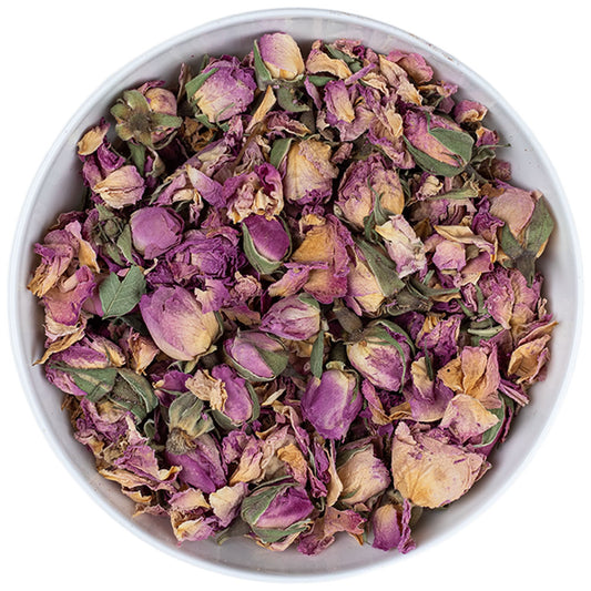 Rosenblüten aus Marokko - ganze Knospen und Blüten - rosa bio