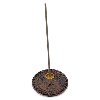 Räucherstäbchenhalter OM rund Bronze