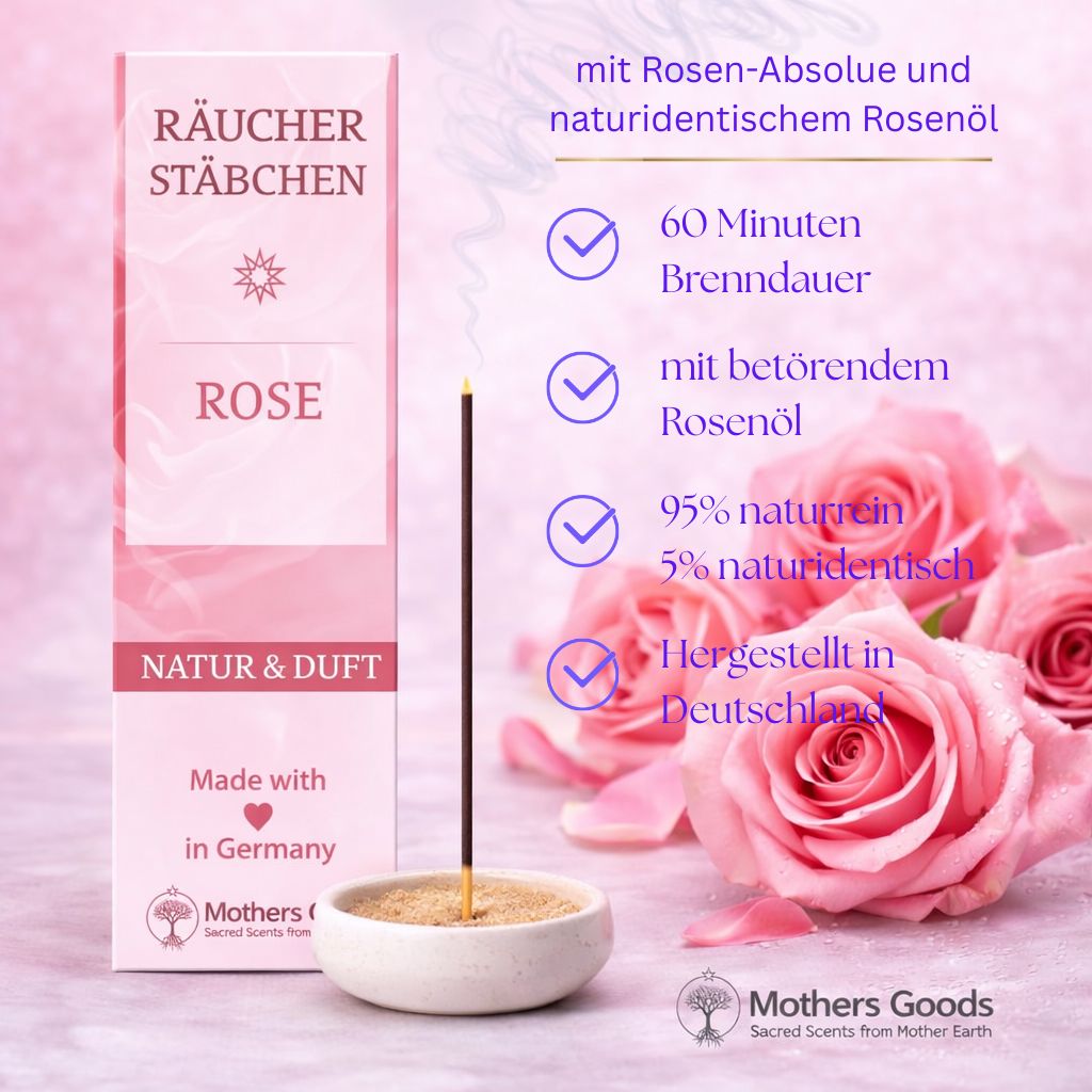 "Rose" Räucherstäbchen - Linie "Natur&Duft"  - hergestellt in Deutschland