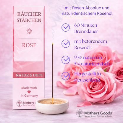 "Rose" Räucherstäbchen - Linie "Natur&Duft"  - hergestellt in Deutschland