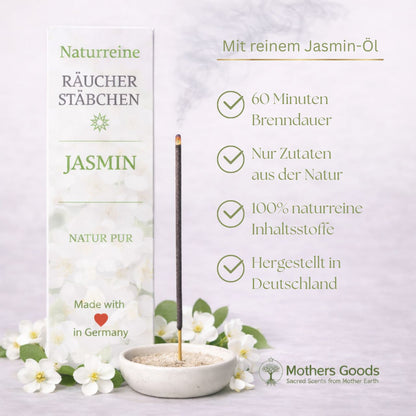Naturreine Jasmin-Räucherstäbchen - hergestellt in Deutschland