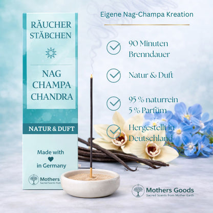 Nag Champa "Chandra" - Räucherstäbchen Linie "Natur&Duft"  - hergestellt in Deutschland