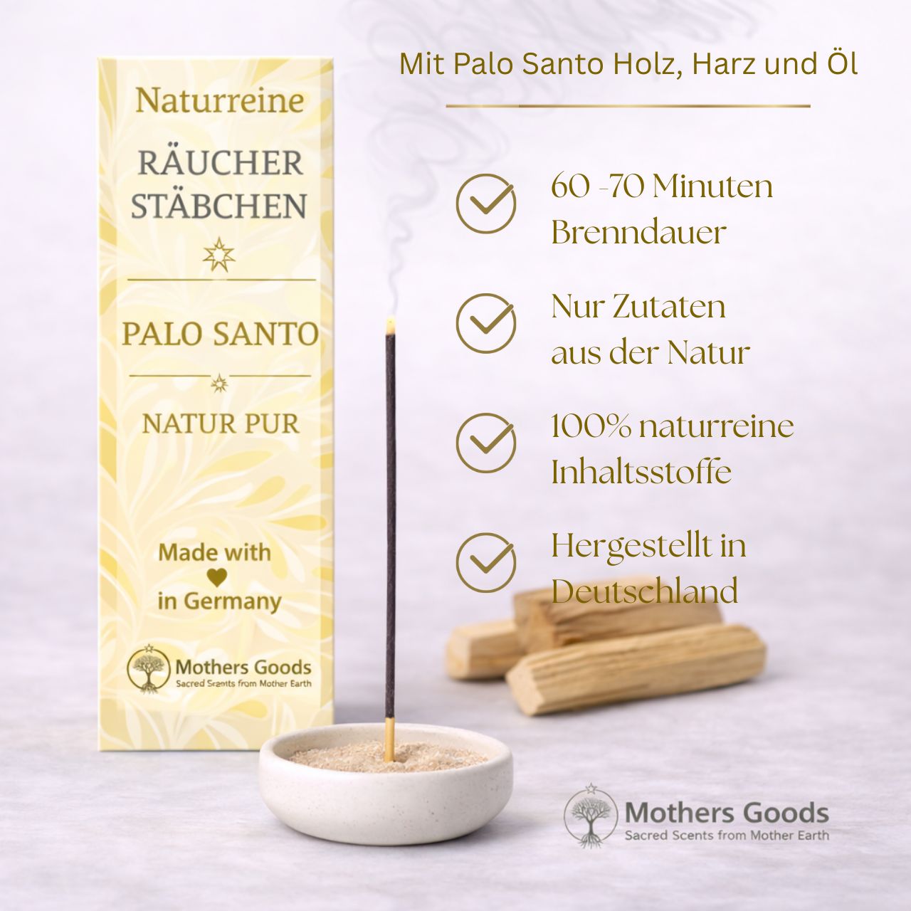 Naturreine Palo Santo-Räucherstäbchen  - hergestellt in Deutschland