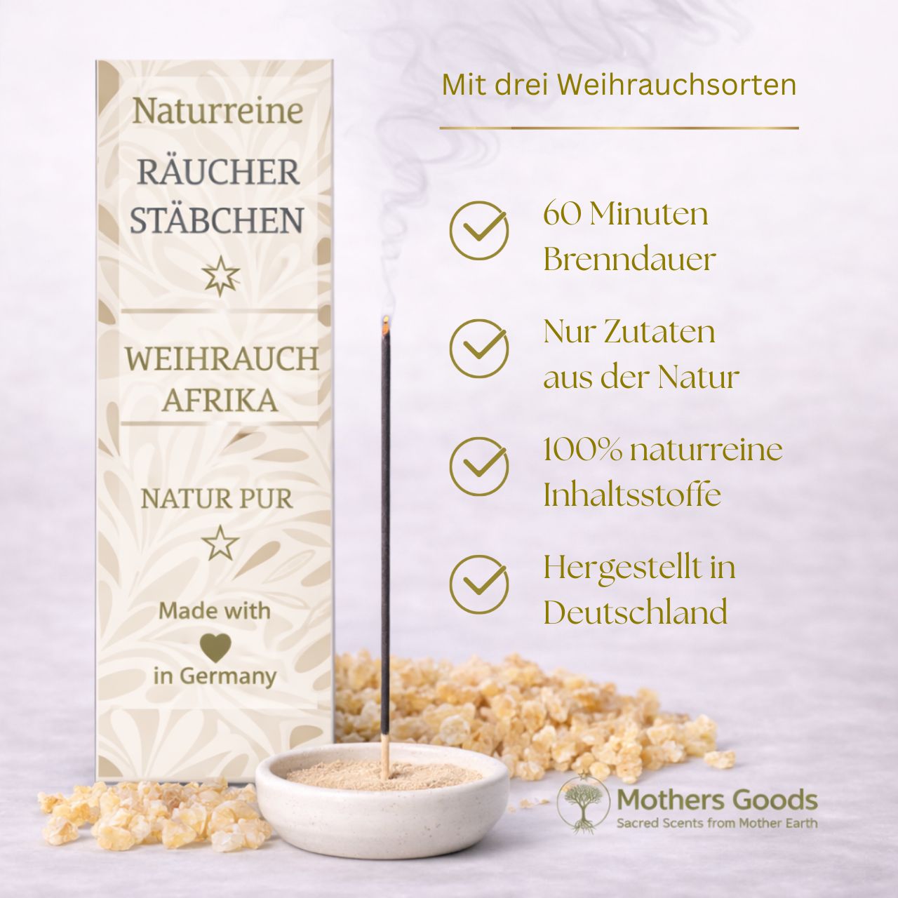 Naturreine Weihrauch-Räucherstäbchen "Afrika" - hergestellt in Deutschland
