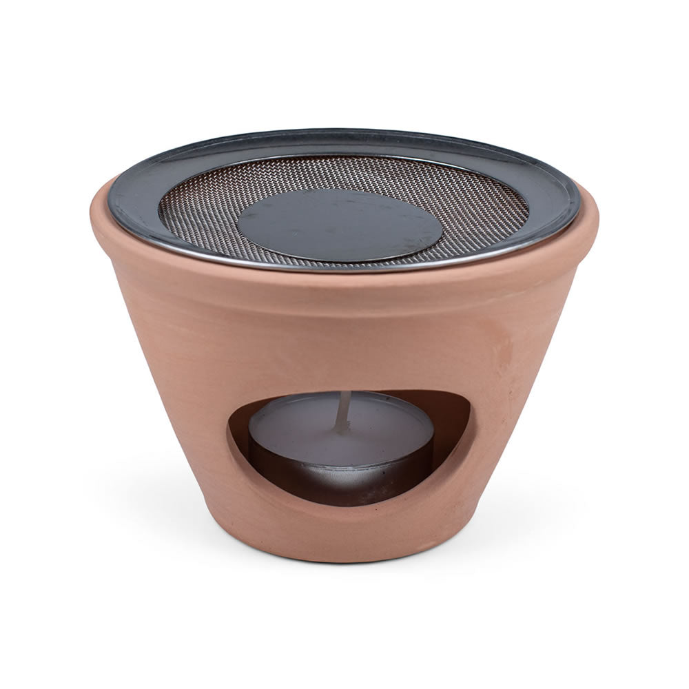 Räuchergefäß Terracotta klein mit Sieb und Teelicht